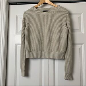 Banana Republic Light Beige Crew Neck Long Sleeve Cotton Blend Sweater Size M